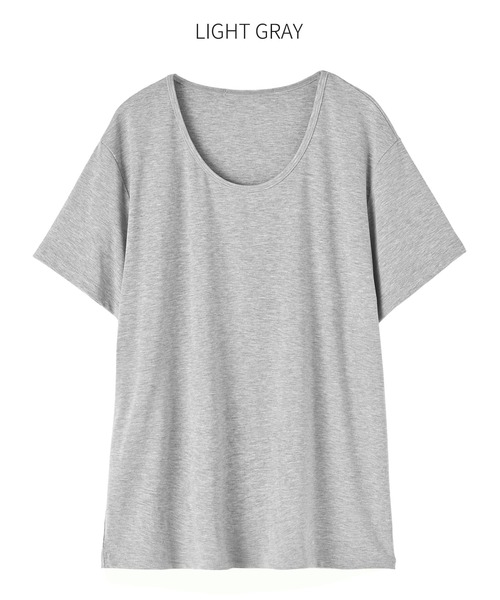 STYLE DELI(スタイルデリ)の「とろみ落ち感デコルテあきラウンドネックTシャツ(Tシャツ/カットソー・レディース・ブラック/ライトグレー/アイボリー・FREE)」の9枚目の写真