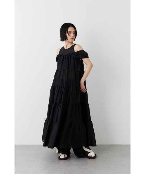 Limue(リミュ)の「ラミーティアードワンピース(ワンピース・レディース・ブラック/ターコイズブルー系/コーラルピンク・FREE)」の7枚目の写真