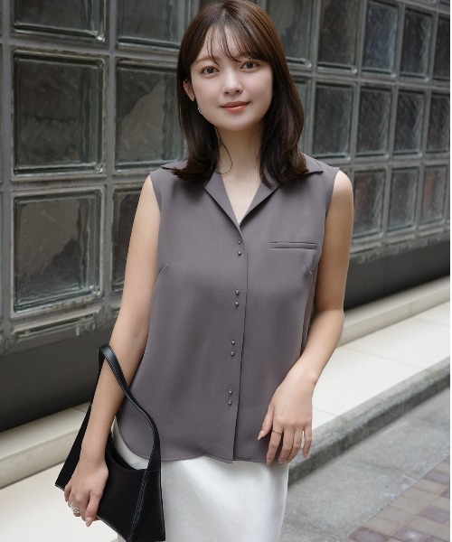 anuans（アニュアンス）の「ダブルサテンオープンカラーブラウス（シャツ/ブラウス・レディース・ホワイト系その他/ネイビー/グレー・FREE）」の12枚目の写真