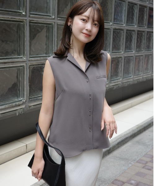 anuans（アニュアンス）の「ダブルサテンオープンカラーブラウス（シャツ/ブラウス・レディース・ホワイト系その他/ネイビー/グレー・FREE）」の13枚目の写真