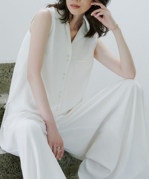 anuans（アニュアンス）の「ダブルサテンオープンカラーブラウス（シャツ/ブラウス・レディース・ホワイト系その他/ネイビー/グレー・FREE）」の5枚目の写真