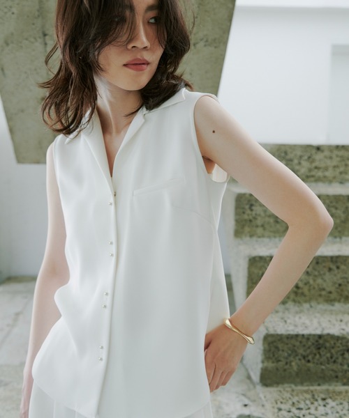 anuans（アニュアンス）の「ダブルサテンオープンカラーブラウス（シャツ/ブラウス・レディース・ホワイト系その他/ネイビー/グレー・FREE）」の7枚目の写真