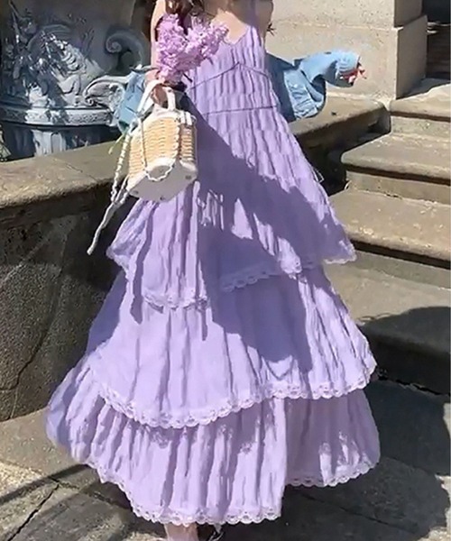 SPIGA(スピーガ)の「チュールレースティアードワンピース(ワンピース・キッズ・ブラック/パープル/ホワイト・X-LARGE/LARGE/MEDIUM/SMALL)」の1枚目の写真