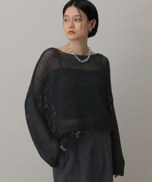 美品♡¥51,700♡Rene パールニットプルオーバー(黒) セール】クルーネックプレーンプルオーバー（ニット/セーター