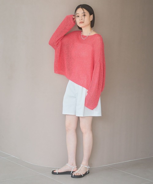 A part by(アパートバイ)の「メッシュプルオーバー(ニット/セーター・レディース・グレー系その他2/ピンク/ブラック/オフホワイト・FREE)」の7枚目の写真