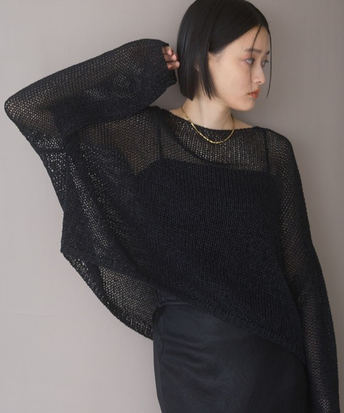 A part by(アパートバイ)の「メッシュプルオーバー(ニット/セーター・レディース・グレー系その他2/ピンク/ブラック/オフホワイト・FREE)」の10枚目の写真