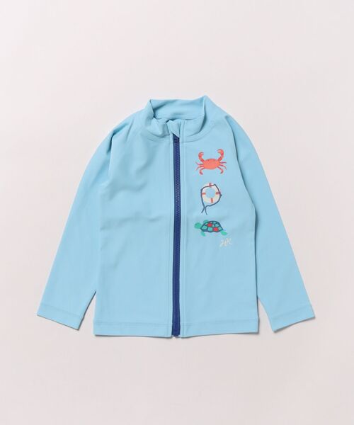 HAKKA BABY（ハッカベビー）の「[ベビー]シープリントラッシュガード（ラッシュガード・キッズ・オレンジ/ブルー・SS）」の2枚目の写真