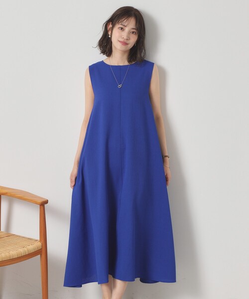 ITS'DEMO（イッツデモ）の「【清涼感／手洗い可】麻調メッシュワンピース（ワンピース・レディース・ブラック/ブルー/ネイビー/レッド系1・00）」の3枚目の写真