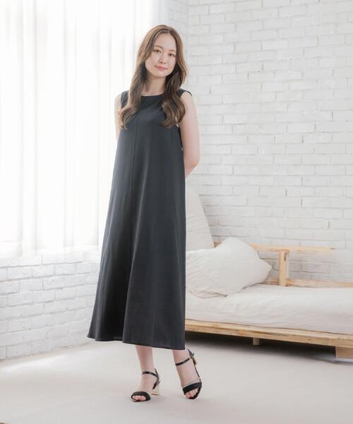 ITS'DEMO（イッツデモ）の「【清涼感／手洗い可】麻調メッシュワンピース（ワンピース・レディース・ブラック/ブルー/ネイビー/レッド系1・00）」の5枚目の写真