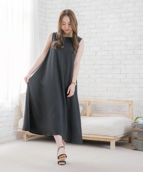 ITS'DEMO（イッツデモ）の「【清涼感／手洗い可】麻調メッシュワンピース（ワンピース・レディース・ブラック/ブルー/ネイビー/レッド系1・00）」の6枚目の写真