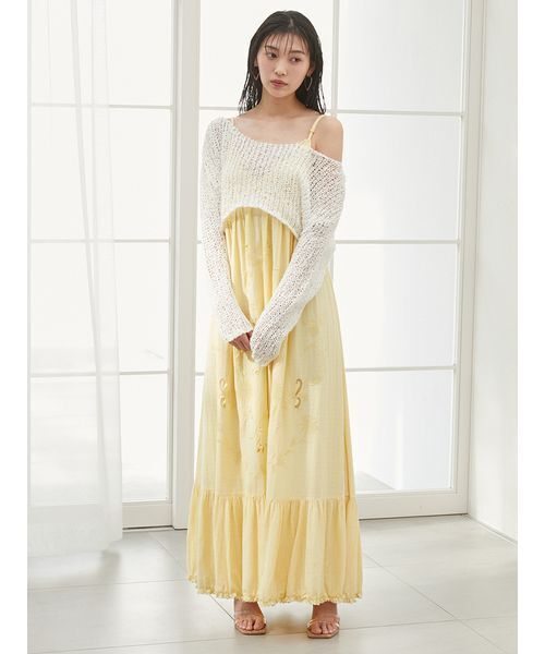 SNIDEL（スナイデル）の「フラワーエンブロイダリーマキシワンピース（ワンピース・レディース・ブラック/ホワイト/イエロー・0/1）」の15枚目の写真