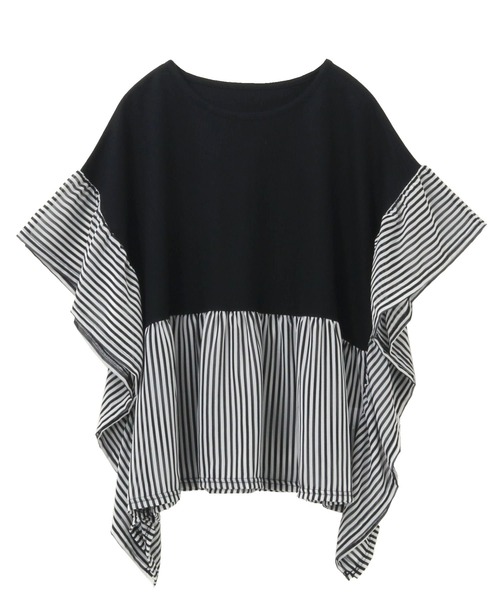 イルカ様　SONO 黒 フレア 半袖トップス SLY | FRILL PUFF CUT トップス (Tシャツ・カットソー(半袖