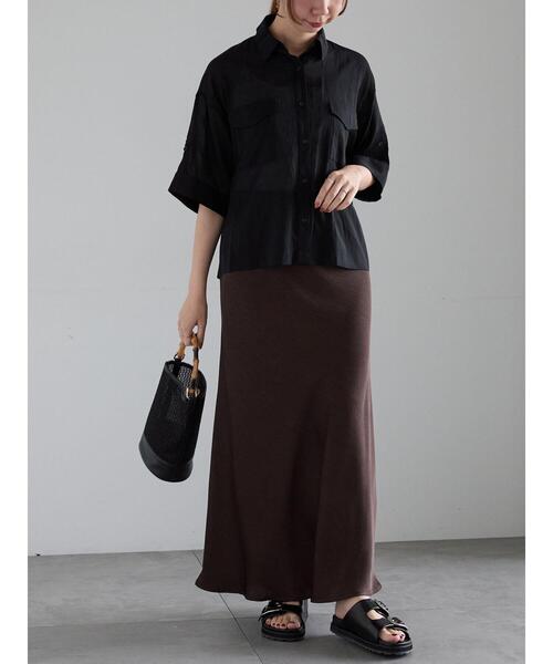 Te chichi（テチチ）の「ハーフスリーブWポケットシアーシャツ（シャツ/ブラウス・レディース・カーキ/ベージュ/ブラック・F）」の4枚目の写真