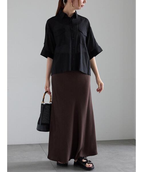 Te chichi（テチチ）の「ハーフスリーブWポケットシアーシャツ（シャツ/ブラウス・レディース・カーキ/ベージュ/ブラック・F）」の5枚目の写真