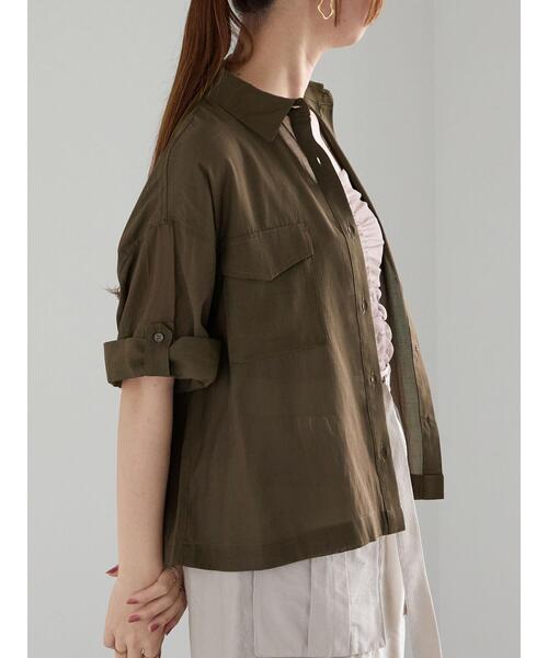 Te chichi（テチチ）の「ハーフスリーブWポケットシアーシャツ（シャツ/ブラウス・レディース・カーキ/ベージュ/ブラック・F）」の9枚目の写真