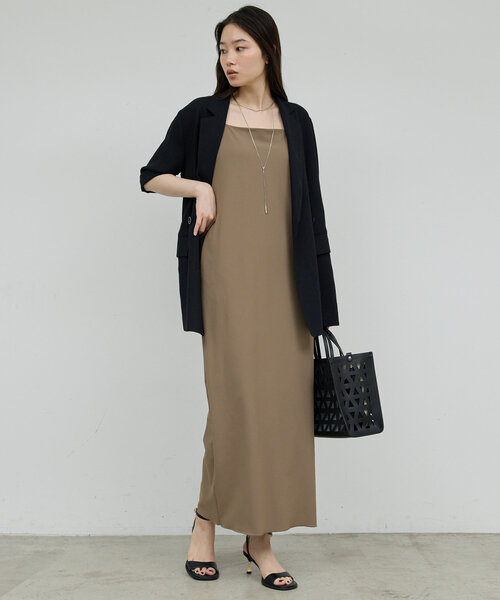 GALLARDAGALANTE(ガリャルダガランテ)の「【3サイズ展開】ストレッチマキシキャミワンピース(ワンピース・レディース・ブラック/カーキ/チャコールグレー・2/1/0)」の3枚目の写真