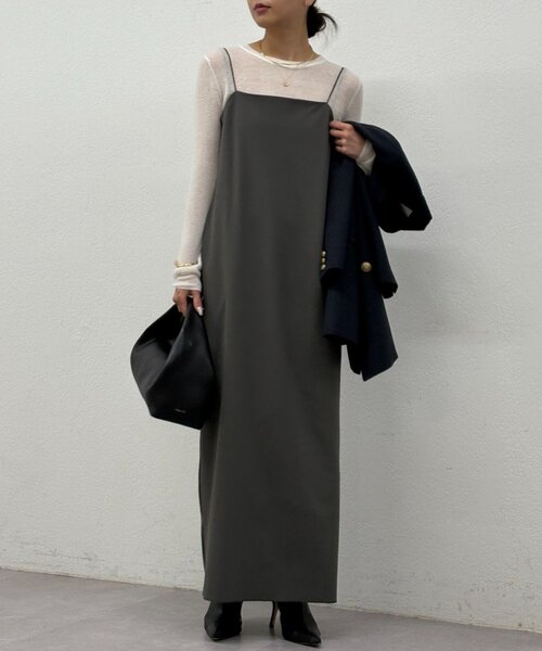 GALLARDAGALANTE(ガリャルダガランテ)の「【3サイズ展開】ストレッチマキシキャミワンピース(ワンピース・レディース・ブラック/カーキ/チャコールグレー・2/1/0)」の13枚目の写真