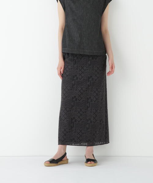 【Karen Millen】ジオメトリック ジャカードフルスカートドレス 送料無料][GINZA COUTURE]オレンジ・ブルー・タイト・ジオ