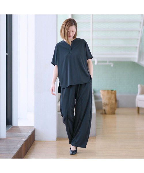 通販生活 ファッション セール】ドローコードワイドパンツ【セットアップ着用可 パンツ