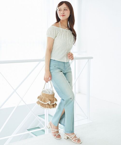 MAJESTIC LEGON（マジェスティックレゴン）の「リボン付きホルターネックカットソー（Tシャツ/カットソー・レディース・アイボリー/オフホワイト/ブラック系その他/ネイビー/ホワイト系その他・MEDIUM）」の11枚目の写真