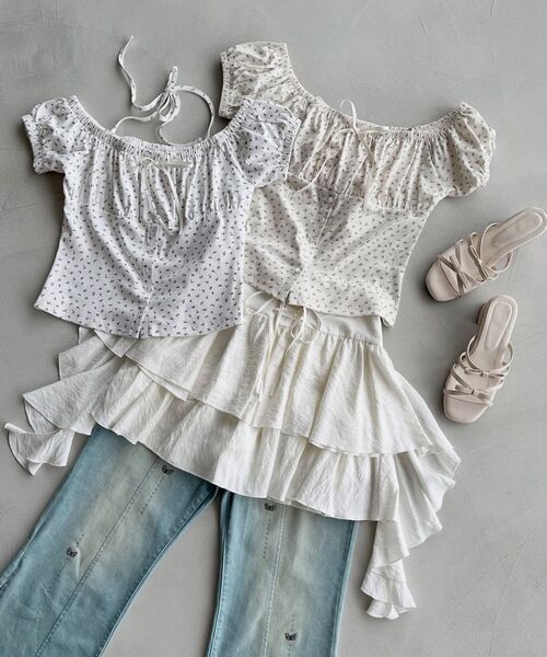 MAJESTIC LEGON（マジェスティックレゴン）の「リボン付きホルターネックカットソー（Tシャツ/カットソー・レディース・アイボリー/オフホワイト/ブラック系その他/ネイビー/ホワイト系その他・MEDIUM）」の17枚目の写真