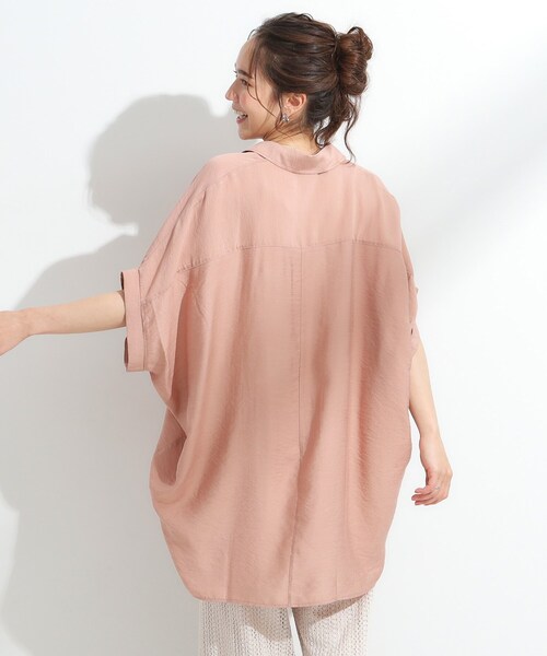 SHOO・LA・RUE（シューラルー）の「【ひんやり】すっきりきれいに体型カバー コクーンシルエットワンピース（チュニック・レディース・ブラック/ライトブルー/アイボリー/オレンジ系・04/01/03/02）」の6枚目の写真