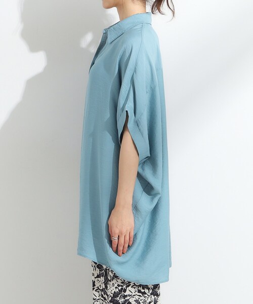 SHOO・LA・RUE（シューラルー）の「【ひんやり】すっきりきれいに体型カバー コクーンシルエットワンピース（チュニック・レディース・ブラック/ライトブルー/アイボリー/オレンジ系・04/01/03/02）」の22枚目の写真