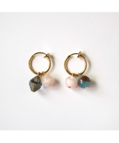 【Lilas】インディゴパール8mm1粒ピンピアス K10（両耳） 追加》インディゴパール8mm1粒ピアスK10（両耳）（ピアス（両耳