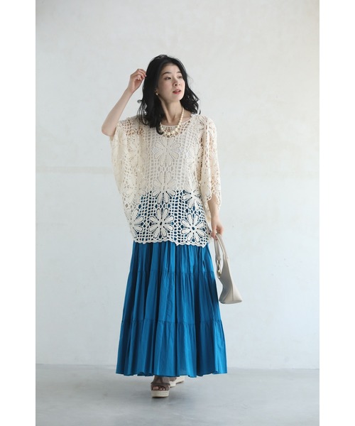 cawaii(カワイイ)の「連なる花のドルマンクロシェプルオーバートップス(Tシャツ/カットソー・レディース・ベージュ・FREE)」の3枚目の写真