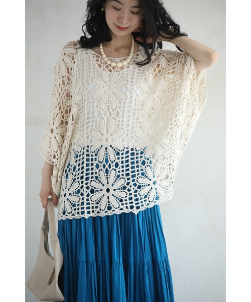 cawaii(カワイイ)の「連なる花のドルマンクロシェプルオーバートップス(Tシャツ/カットソー・レディース・ベージュ・FREE)」の15枚目の写真