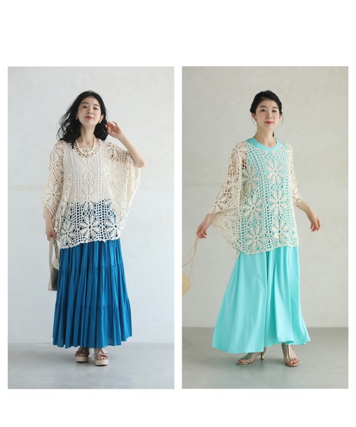 cawaii(カワイイ)の「連なる花のドルマンクロシェプルオーバートップス(Tシャツ/カットソー・レディース・ベージュ・FREE)」の18枚目の写真