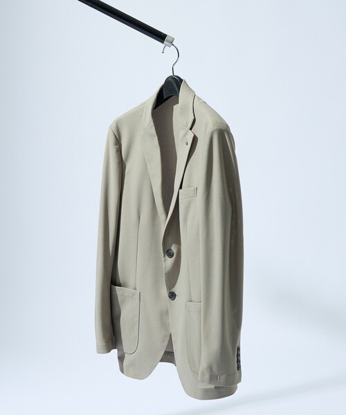 ABAHOUSE（アバハウス）の「【セットアップ対応/FLEX JACKET】トリコット メッシュジャケット / サマージャケット / ストレッチ 軽量 防シワ性（テーラードジャケット・メンズ・グレイッシュベージュ/ダークネイビー/ブラック・44/46/48/50）」の5枚目の写真