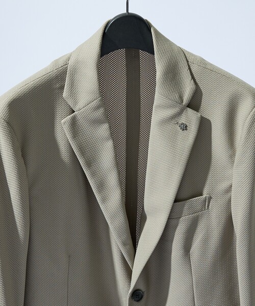 ABAHOUSE（アバハウス）の「【セットアップ対応/FLEX JACKET】トリコット メッシュジャケット / サマージャケット / ストレッチ 軽量 防シワ性（テーラードジャケット・メンズ・グレイッシュベージュ/ダークネイビー/ブラック・44/46/48/50）」の6枚目の写真