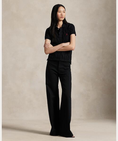 POLO RALPH LAUREN(ポロ ラルフ ローレン)の「ケーブルニット コットン ポロシャツ(ポロシャツ・レディース・ブラック系1・L/M/XL/S/XS)」の3枚目の写真