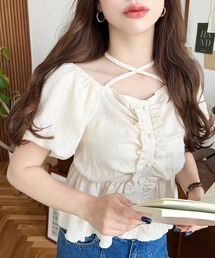 Tシャツ/カットソー（ベージュ系・フリル）ファッション通販