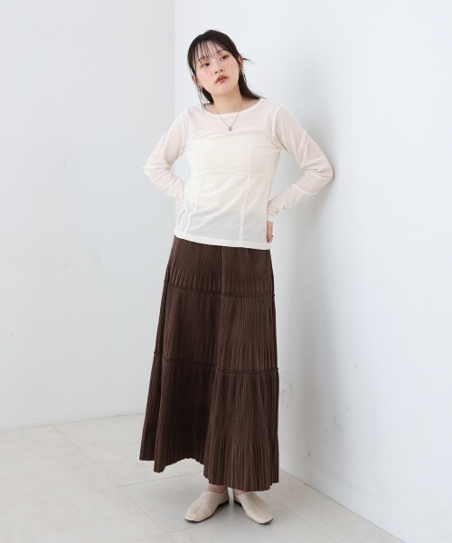 Bab(バブ)の「シアーベロアビスチェドッキングプルオーバー(Tシャツ/カットソー・レディース・ブラック/グレー/ブラウン/オフホワイト・M)」の14枚目の写真