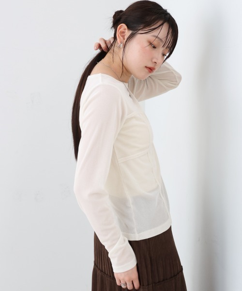 Bab(バブ)の「シアーベロアビスチェドッキングプルオーバー(Tシャツ/カットソー・レディース・ブラック/グレー/ブラウン/オフホワイト・M)」の15枚目の写真