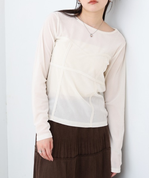 Bab(バブ)の「シアーベロアビスチェドッキングプルオーバー(Tシャツ/カットソー・レディース・ブラック/グレー/ブラウン/オフホワイト・M)」の16枚目の写真