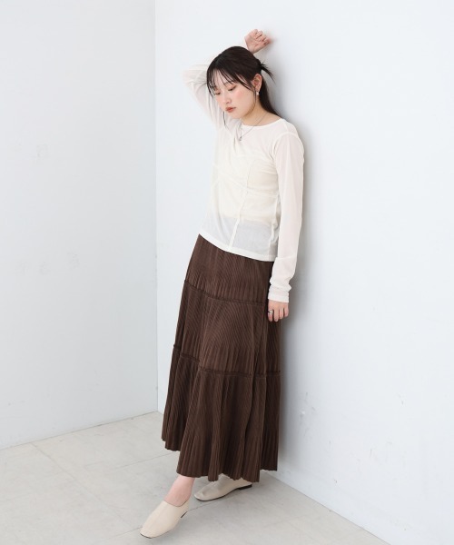 Bab(バブ)の「シアーベロアビスチェドッキングプルオーバー(Tシャツ/カットソー・レディース・ブラック/グレー/ブラウン/オフホワイト・M)」の17枚目の写真