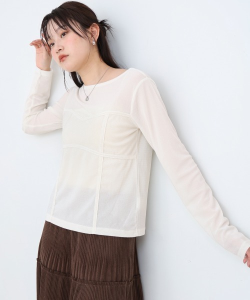 Bab(バブ)の「シアーベロアビスチェドッキングプルオーバー(Tシャツ/カットソー・レディース・ブラック/グレー/ブラウン/オフホワイト・M)」の19枚目の写真