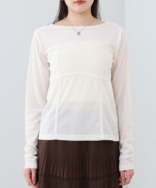 Bab(バブ)の「シアーベロアビスチェドッキングプルオーバー(Tシャツ/カットソー・レディース・ブラック/グレー/ブラウン/オフホワイト・M)」の20枚目の写真