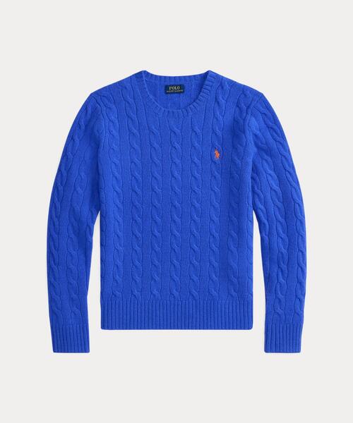 POLO RALPHLAUREN　ケーブルニット　カシミヤ　 クルーネック　S ケーブルニット ウールカシミヤ セーター（ニット/セーター