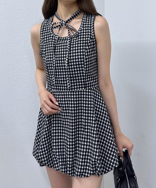 セール】[mline]チェックチョーカー ミニワンピ（ワンピース）｜mline