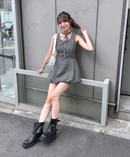 mline（エムライン）の「[mline]チェックチョーカー ミニワンピ（ワンピース・レディース・ブラック/ブラウン・1/2）」の8枚目の写真