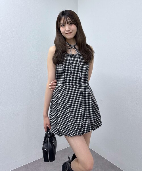 セール】[mline]チェックチョーカー ミニワンピ（ワンピース）｜mline
