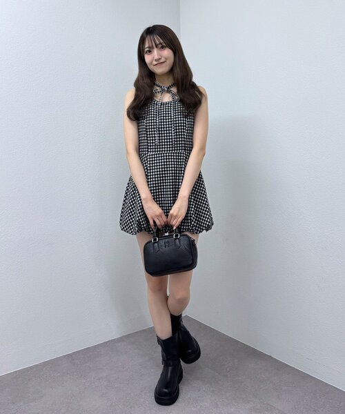 mline（エムライン）の「[mline]チェックチョーカー ミニワンピ（ワンピース・レディース・ブラック/ブラウン・1/2）」の11枚目の写真