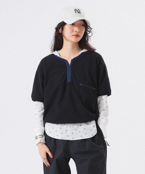 BEAMS BOY（ビームスボーイ）の「【2/5再値下げ】フリース ハーフジップ ショートスリーブ（その他トップス・レディース・ブラック/ブルー・ONE SIZE）」の2枚目の写真
