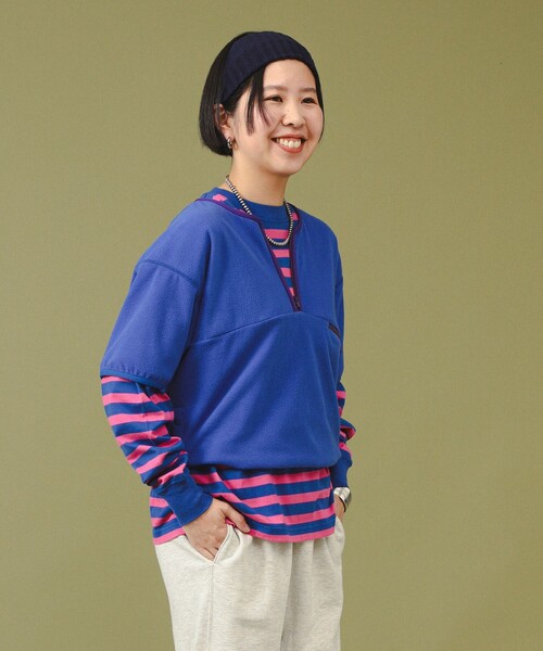 BEAMS BOY（ビームスボーイ）の「【2/5再値下げ】フリース ハーフジップ ショートスリーブ（その他トップス・レディース・ブラック/ブルー・ONE SIZE）」の6枚目の写真