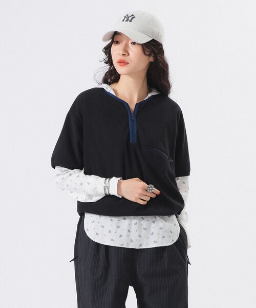 BEAMS BOY（ビームスボーイ）の「【2/5再値下げ】フリース ハーフジップ ショートスリーブ（その他トップス・レディース・ブラック/ブルー・ONE SIZE）」の10枚目の写真