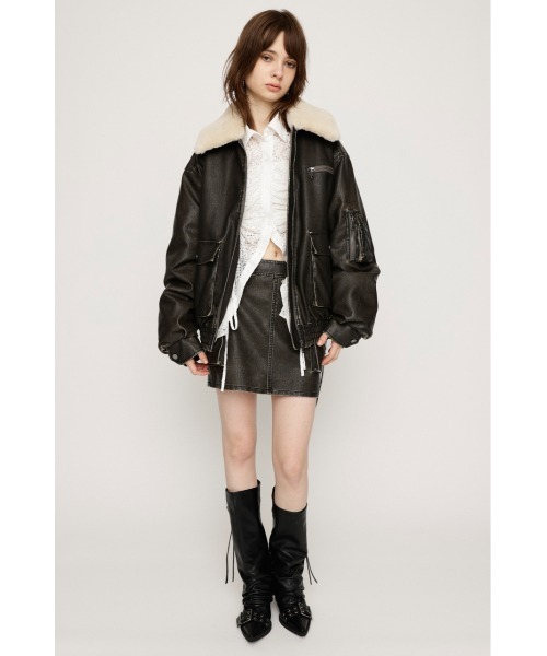 Elegante♡ブルゾン 黒 S WEB限定再入荷】VINTAGE F/LEATHER S/BZ ヴィンテージ フェイク